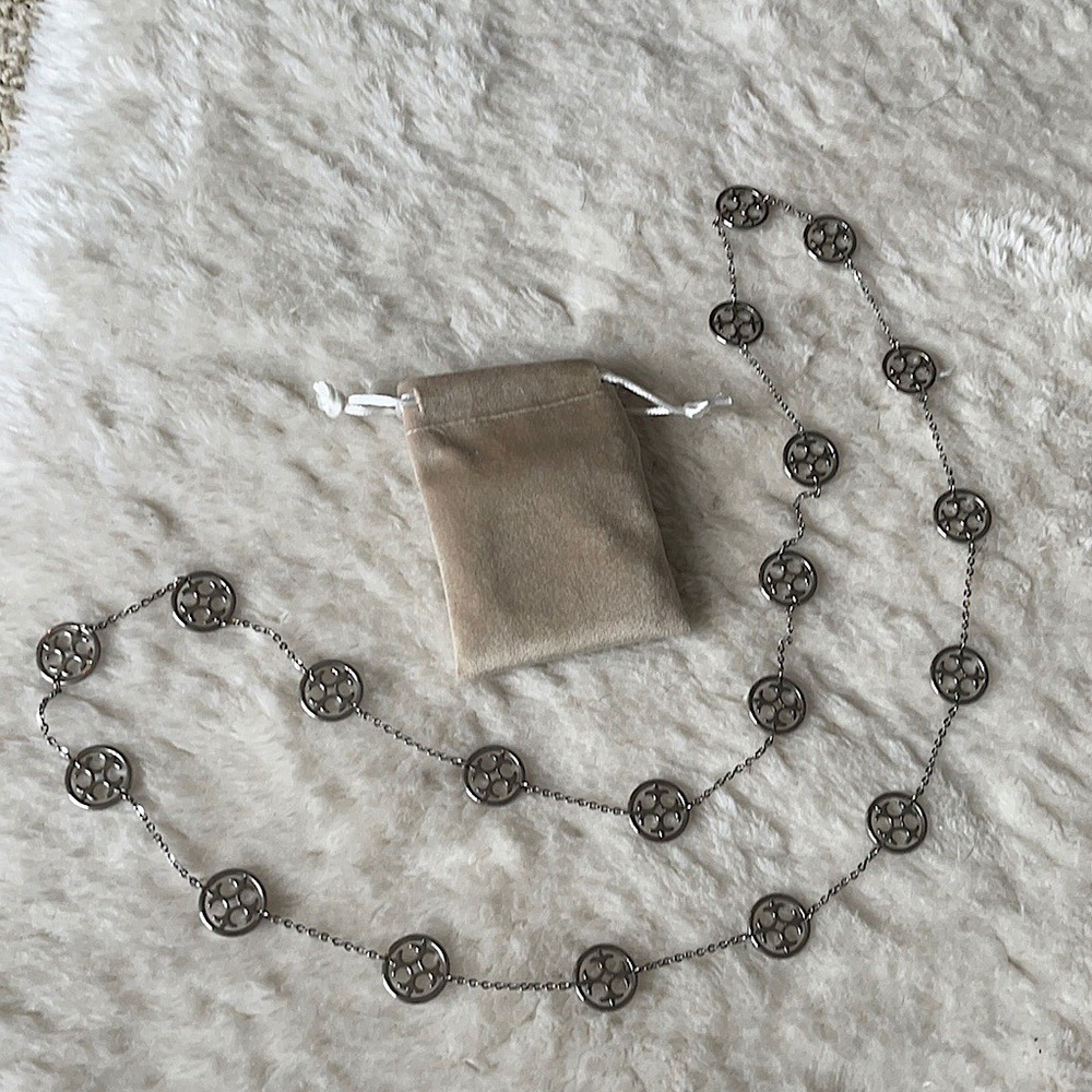 Tory Burch Silver Logo Necklace